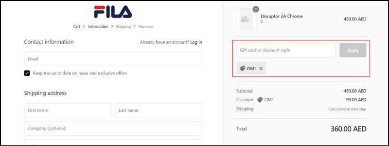 Fila coupon code on sale